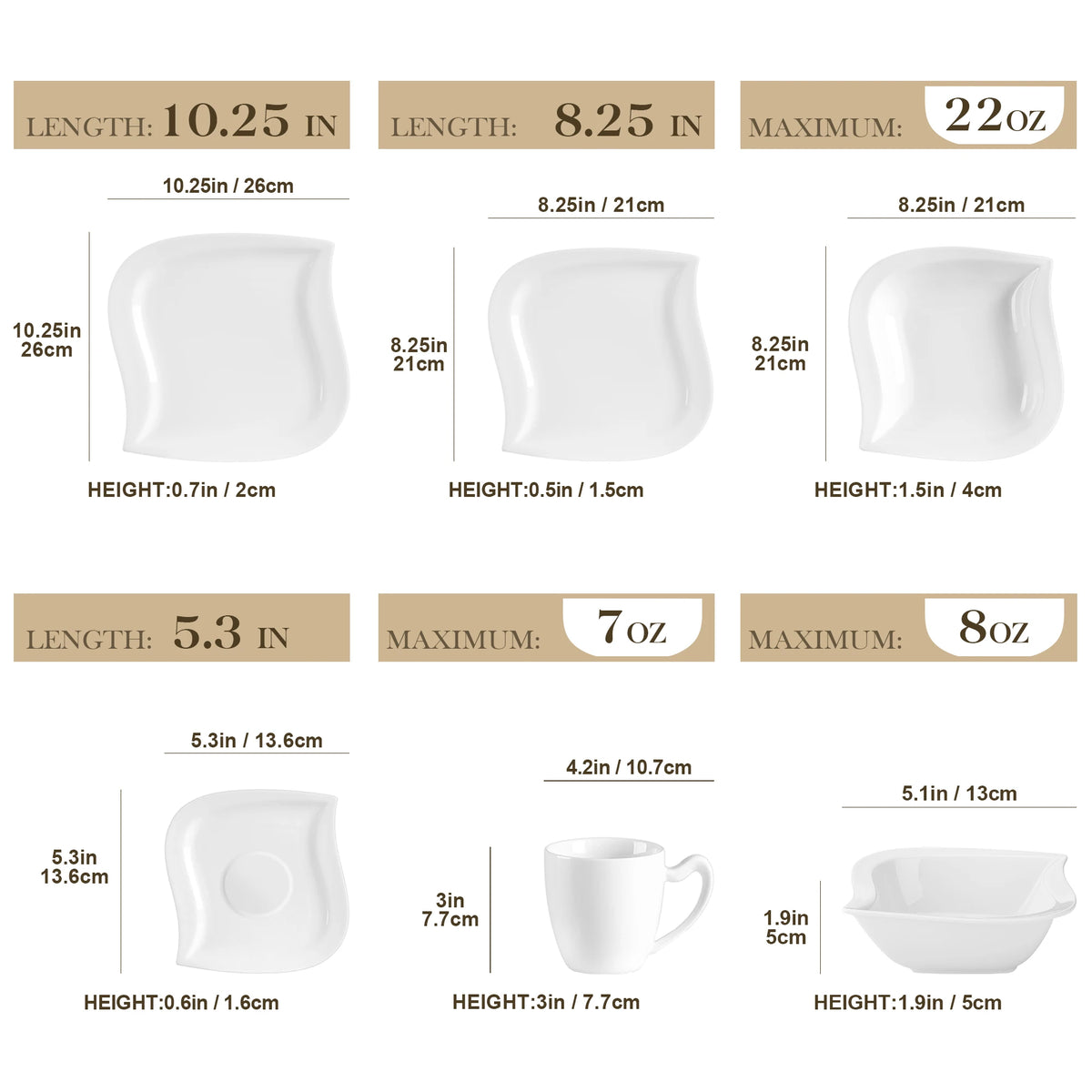 MALACASA 36 Piece Ivory White Marble Grey Dinnerware Set Ceramic Plates Set with 6pcs Dinner Plate/Dessert/Soup/Cup/Saucer/Bowl