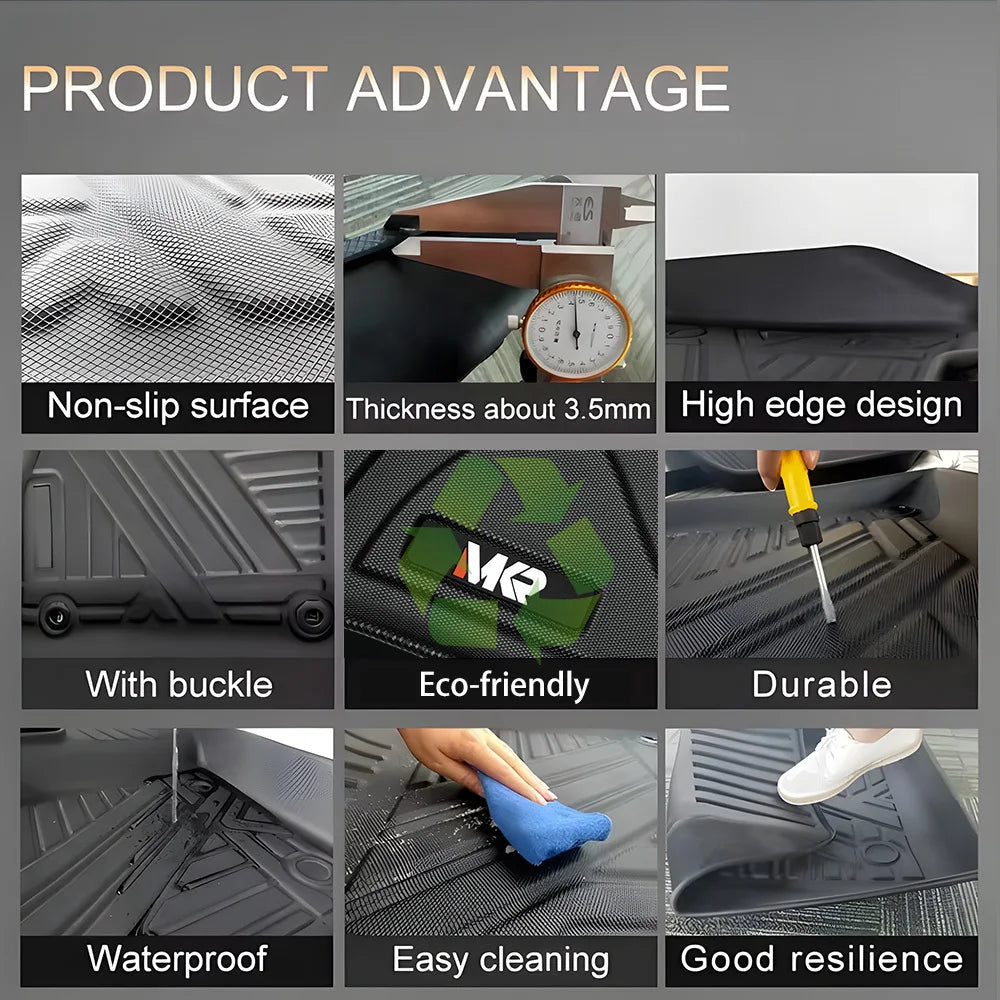 TPE All Weather Floor Mats Fit for Ford F150 2015-2025 Waterproof Liner Accessories Mats 2-in-1 Rear Floor Mat - 3 PCS