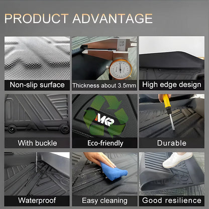 TPE All Weather Floor Mats Fit for Ford F150 2015-2025 Waterproof Liner Accessories Mats 2-in-1 Rear Floor Mat - 3 PCS