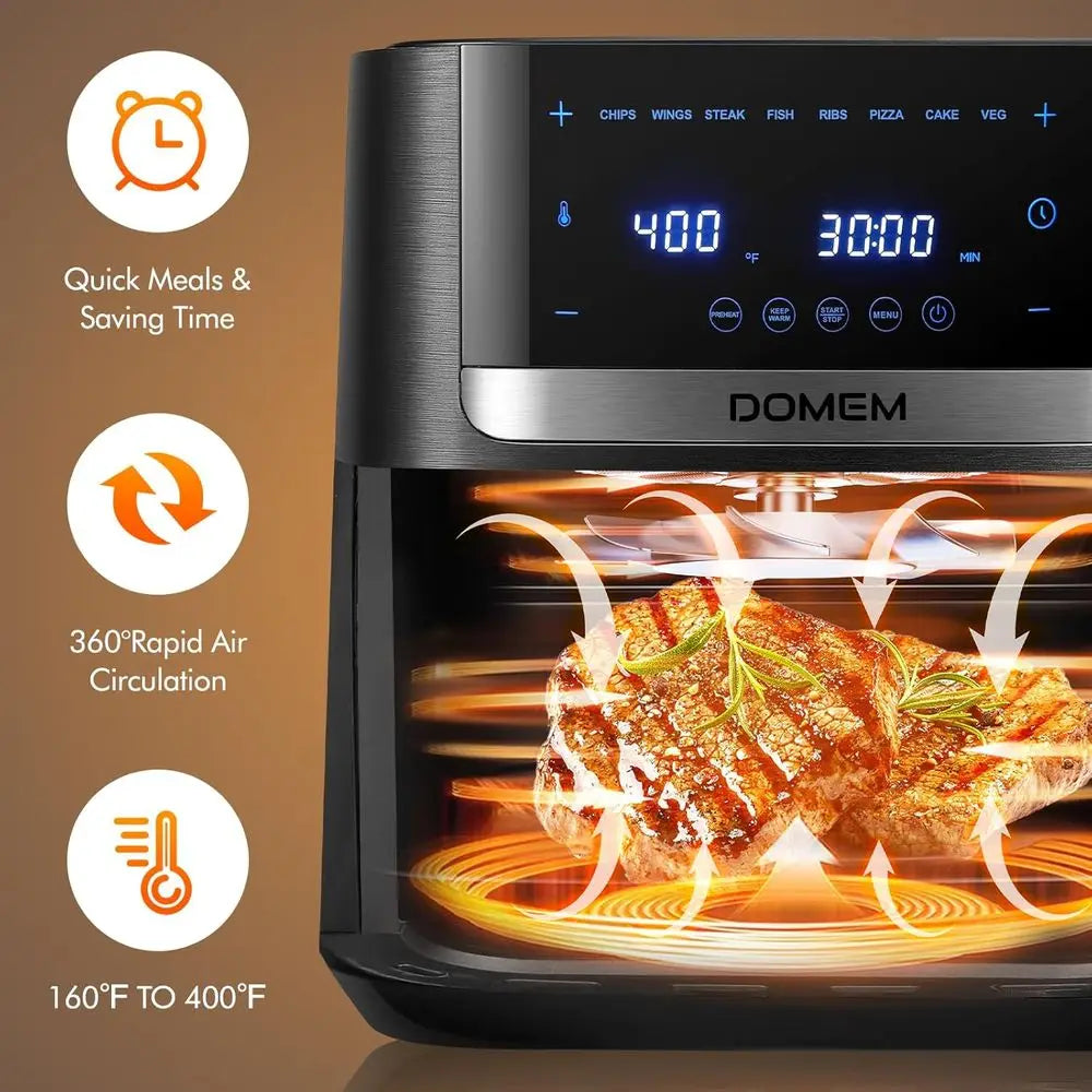 Air Fryer 4.2 Qt Oven, 8-in-1 Multicooker with Non-Stick Basket, Air Fryer with Preset Function, Cooker for Healthy and Low-Oil