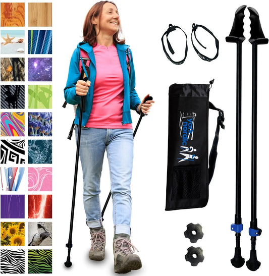 Adjustable Walking Poles for Balance & Rehab - Lightweight, Collapsible with Flip Locks - Supports Up to 230 lbs