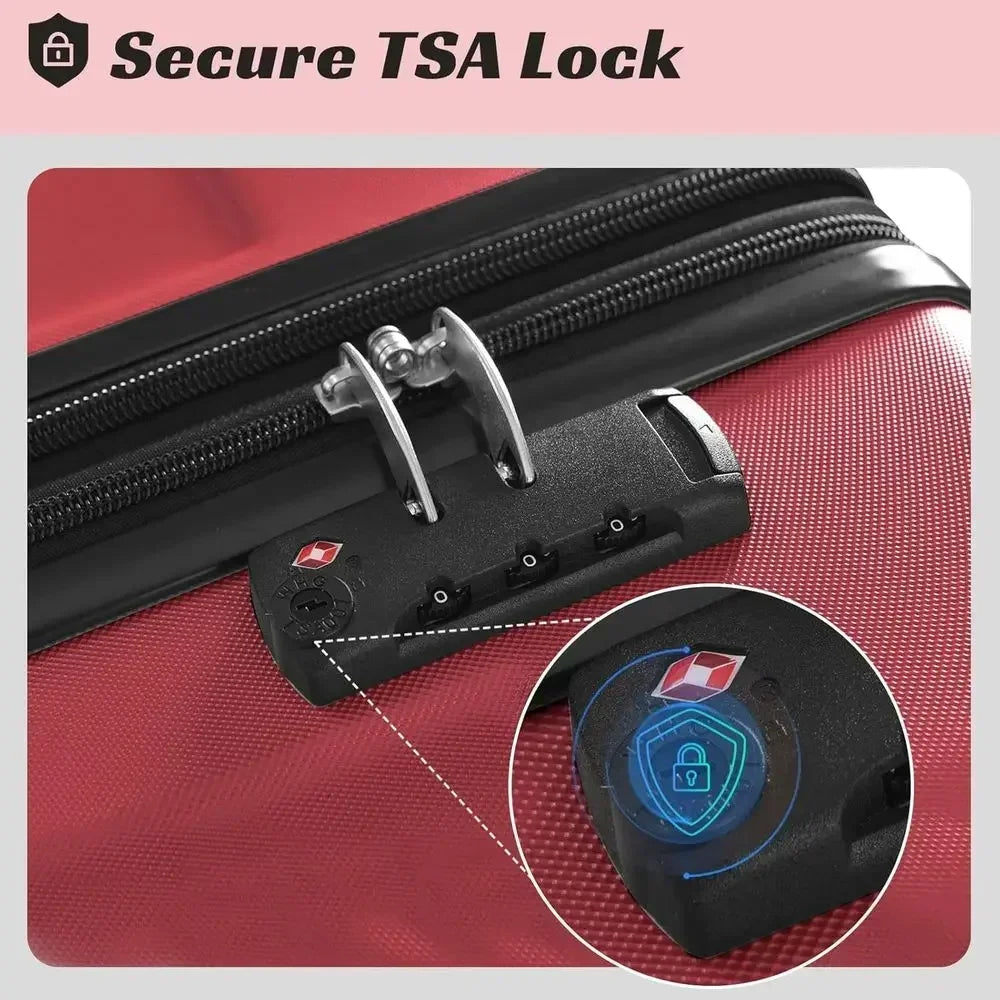 3-Piece Expandable Spinner Luggage Set with Protective Guards - Red