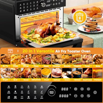 Extra Large 32Qt Air Fryer Toaster Oven Combo - 1800W Dual Cook Settings 360 Hot Air Circulation for Healthier Meals 13 Pizza M