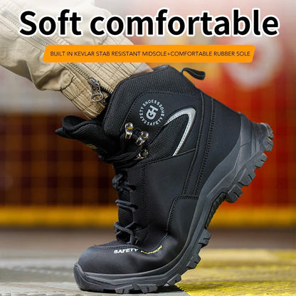 Mens Safety Shoes With Steel Toe Waterproof Boots Puncture Proof Anti-smash Mens Outdoor Work Sneakers Construction Work Shoes