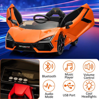 12V Ride On Car for Kids Electric Vehicle Battery Powered Sports Car Toy with Bluetooth, USB, Music, Remote Control, Headlight