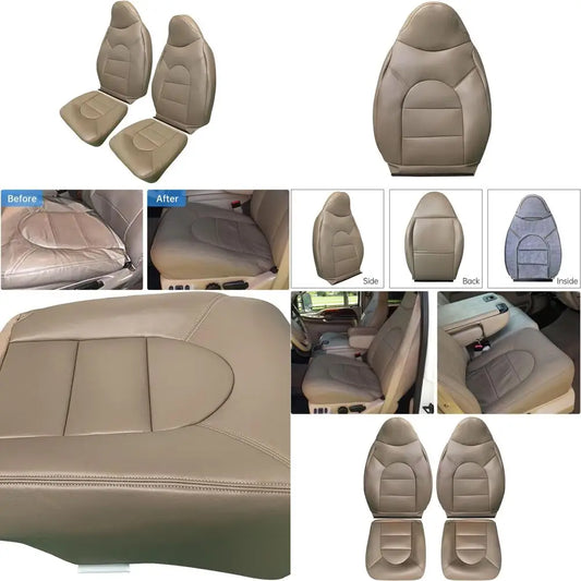 4pcs Front Car Seat Covers Tan Compatible for Ford F250 F350 F450 F550 Lariat 1999 2000 Driver&Passenger Side Bottom&Lean Back L