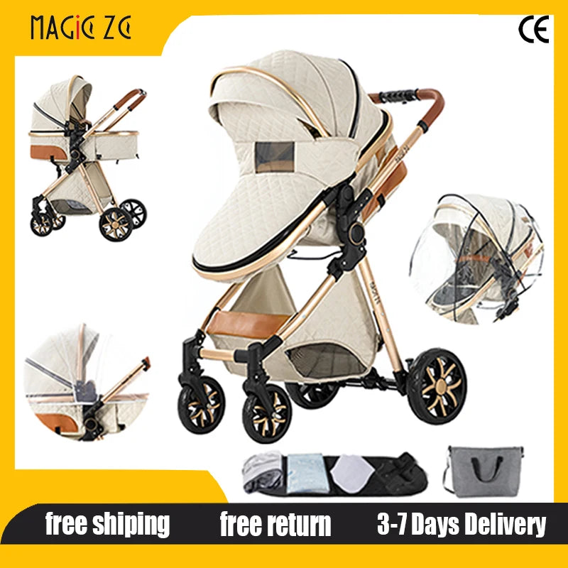 Portable Baby Stroller  2-in-1 Pram Foldable Pushchair Lightweight Travel System Buggy Newborn New Model Carriage