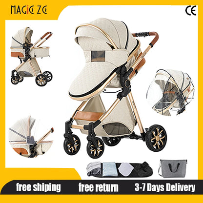 Portable Baby Stroller  2-in-1 Pram Foldable Pushchair Lightweight Travel System Buggy Newborn New Model Carriage