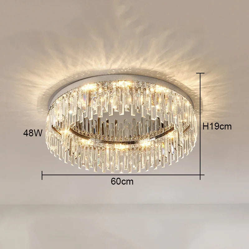 Modern Round Luxury Crystal LED Ceiling Lamps Minimalist Living Room Decor Chandelier Bedroom Whole House Indoor Lighting Home