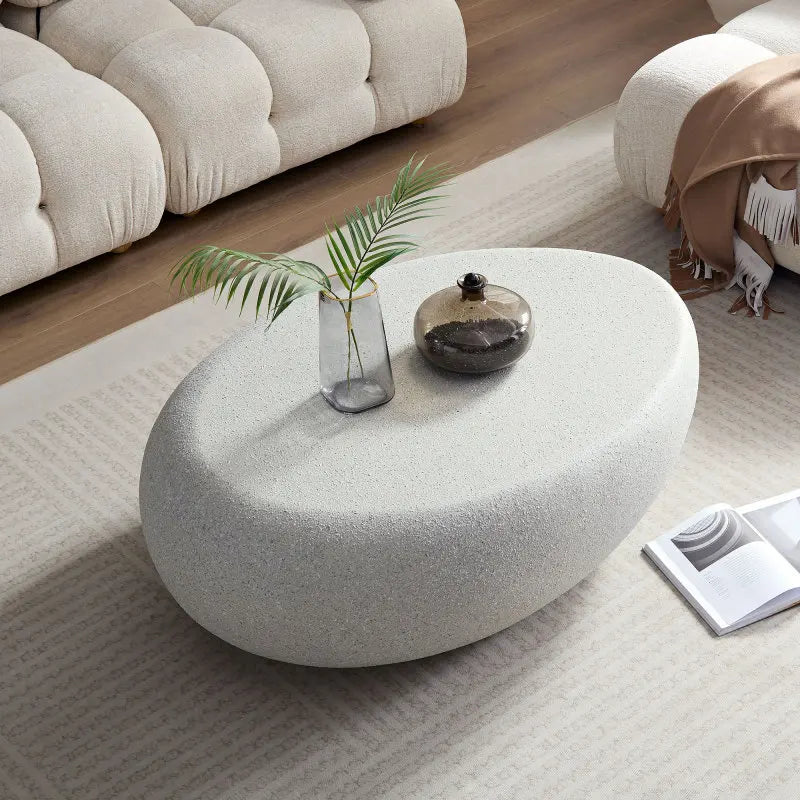 43.31 '' living room oval coffee table retro table, matte rock table, irregular center table, no assembly required