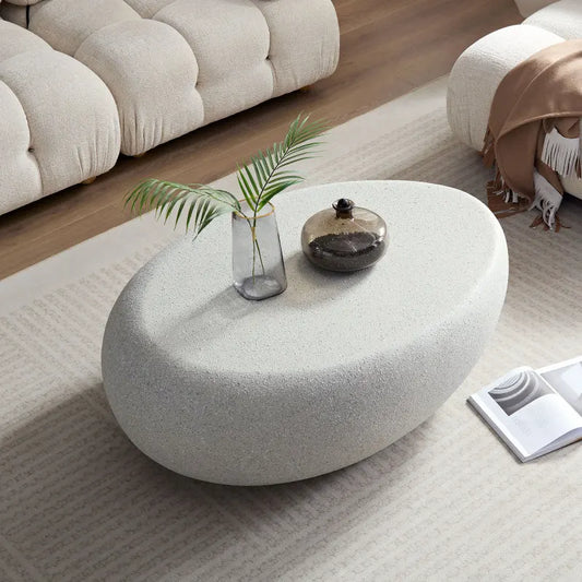 43.31 '' living room oval coffee table retro table, matte rock table, irregular center table, no assembly required