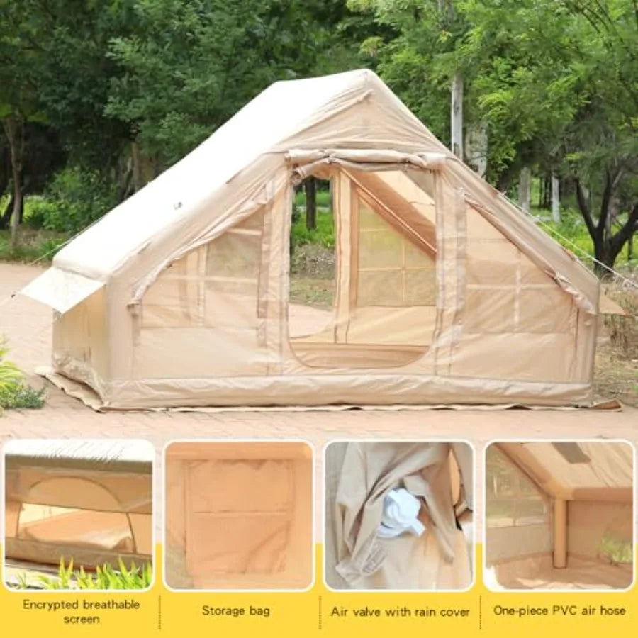 Inflatable Tent for Camping4/6 Person Blow Up Air Glamping Room Tent House with Stove