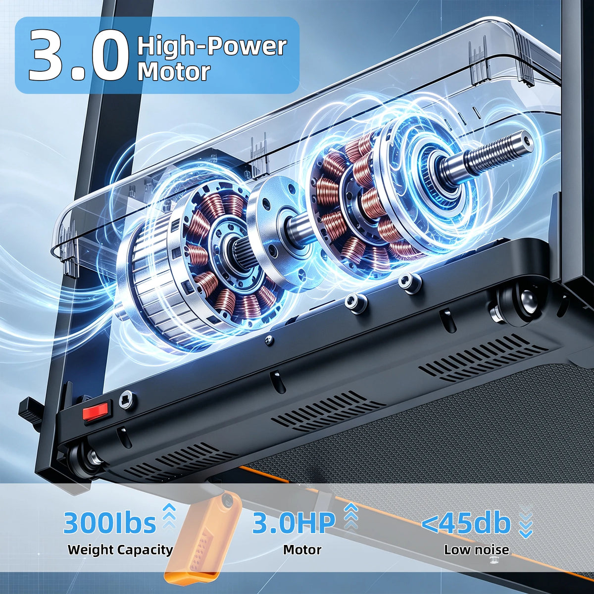 3.0HP Quiet Foldable Treadmill,12% Incline,0.6-7.5MPH 3-in-1 Training,12 HIIT Modes,App,Bluetooth speaker,Heart Rate Monitor,Shock Absorption,300LBS Capacity,Space-Saving Home Gym with Wheels