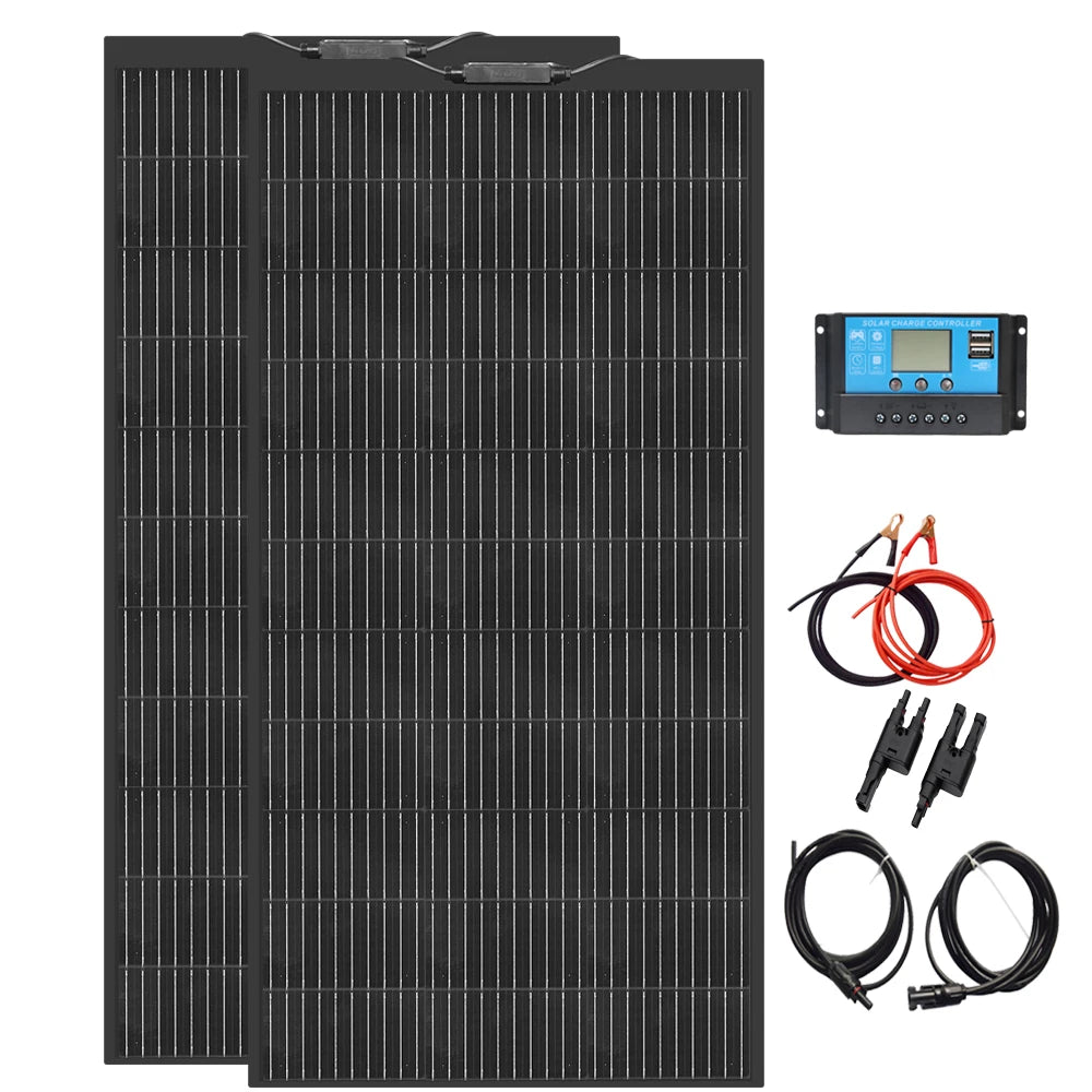 120W 240W 24V 12V Flexible Solar Panel Kit Monocrystalline Cell PV For Battery Home Boat Marine RV Cabin Van Car Uneven Surfaces