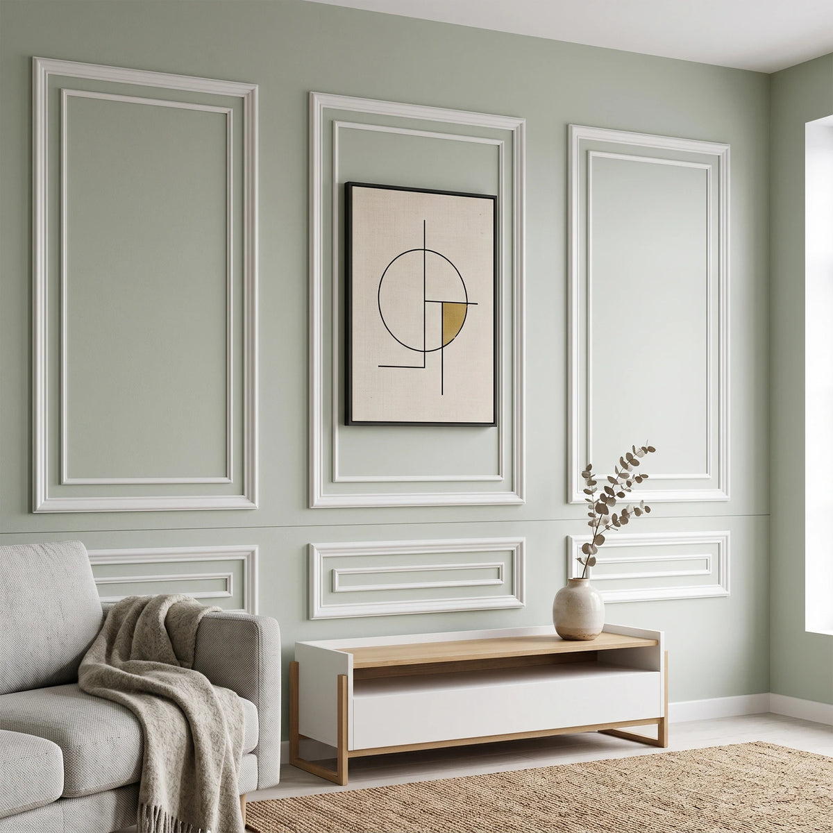Wall Molding Kit Inner and Outer Layer Double Frame Style 3 Sets Pre-Cut Wainscoting Panels, Peel and Stick Self-Adhesive Accent Wall Trim, Ready-to-Assemble Wall Decor for Living Room Bedroom Office Apartment Dorm