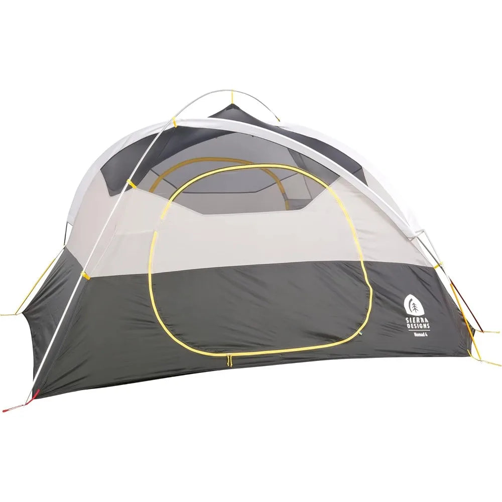 Sierra Designs Nomad 4-Person Tent with Dual Doors and Two Vestibules - Luxury Camping and Festival Shelter with Included Burrit