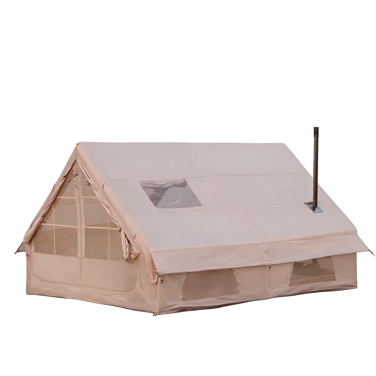 PAKICETUS Luxury Inflatable Glamping Tent 4 Season Anti-Snow Spacious Air Tent with Manual Hand Pump, Easy Setup Polyester Fiber Shelter for Outdoor Camping & Backyard Activities