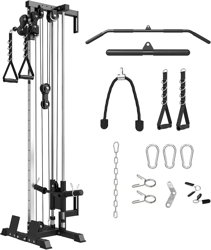 Wall Mount Cable Station, Crossover Machine with Dual Pulley System Positions for Home Gym Fitness Equipment