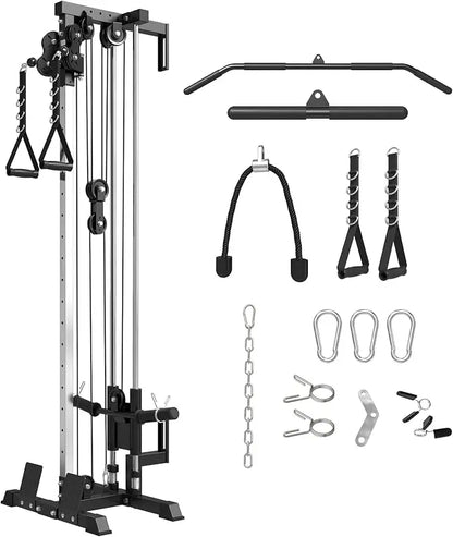 Wall Mount Cable Station, Crossover Machine with Dual Pulley System Positions for Home Gym Fitness Equipment
