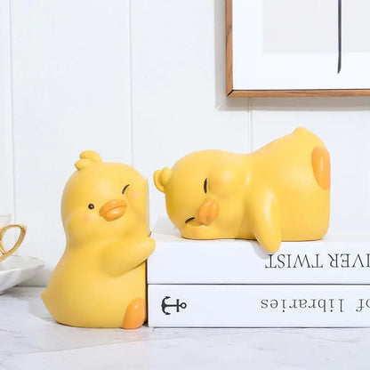 Hugging Duck Bookends - Adorable Cartoon Animal Book Stand for Desk, Decorative Shelf Organizer for Home & Office