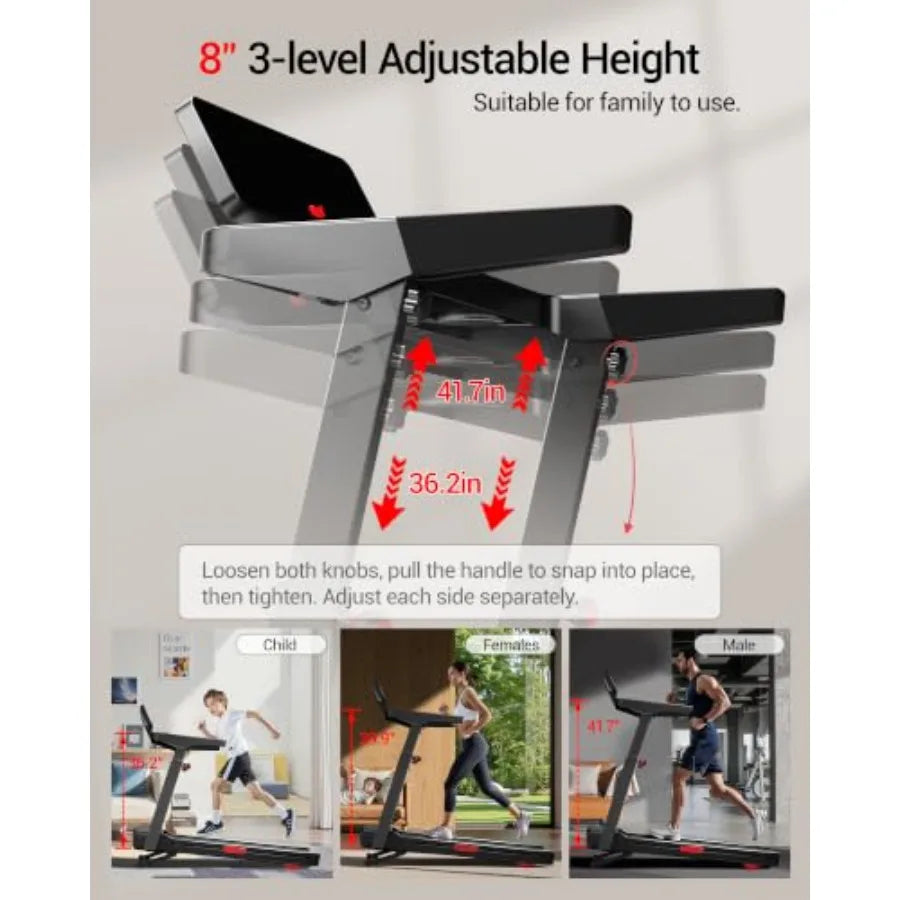 Fitness Home Treadmill with 20 Auto Incline for home gym use, steel frame, black finish, foldable design and quiet motor