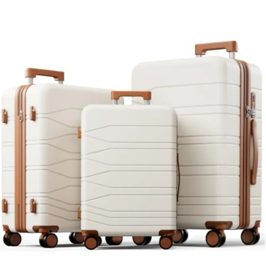 3 Pcs Expandable Luggage Set Suitcases with Wheels Hardshell Large