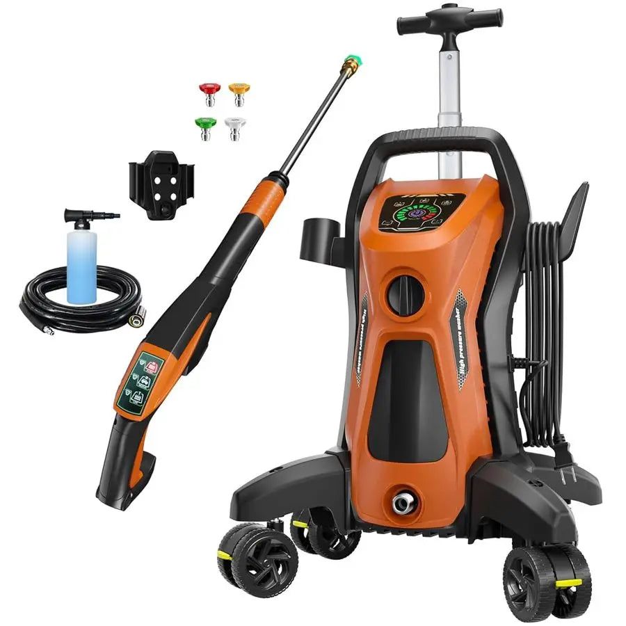 Washer 5000PSIIMAX Touch Screen Adjustable Pressure with AntiTipping Technolog, Spray Handle Smart Control, 5Nozzle Set, for Car