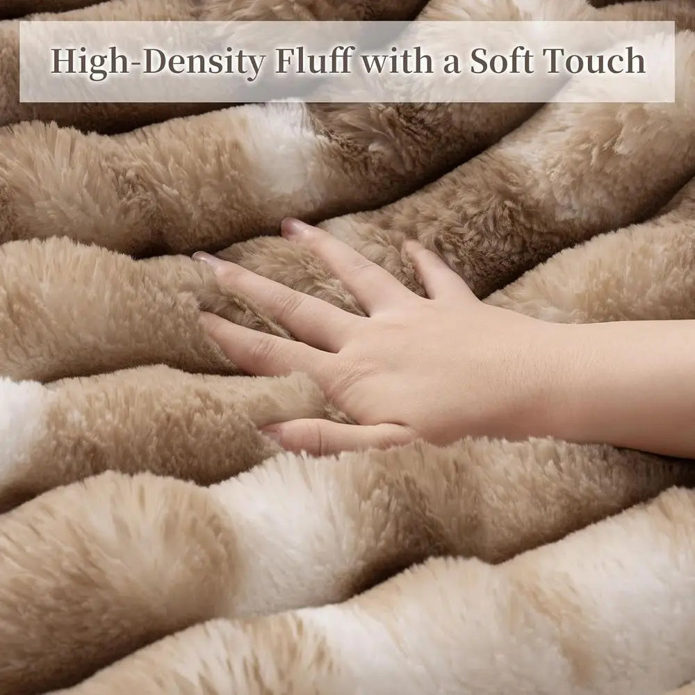 Throw Blanket for Couch - 108" x 90" Faux Rabbit Fur Throw Blanket Cozy Soft Warm Blankets for Bed Sofa Bedroom Living Room Fluf