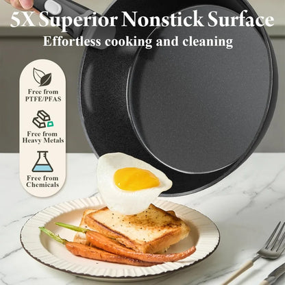 19 Pcs Pots and Pans Set Non Stick Ceramic Cookware Set with Removable Handles, Non Toxic Induction Kitchen Cookware Sets RV Coo