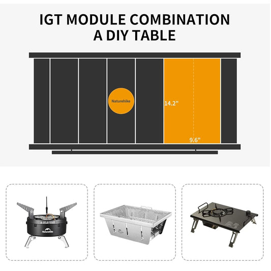 Naturehike IGT Camping Table Multifunctional Portable Aluminum Alloy Outdoor Folding Table with Carry Bag BBQ Picnic Suppiles