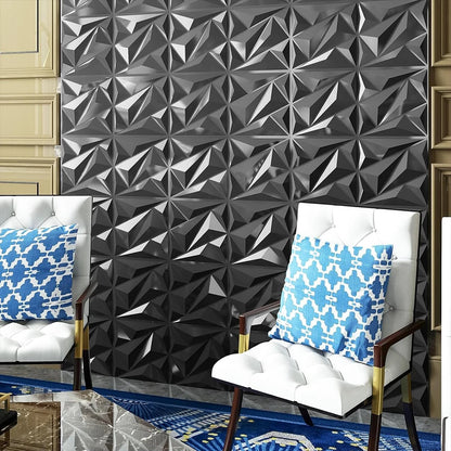 50/100Pcs 3D Wall Panel Diamond 30x30cm Wall Covering Panels Black/White 3D Wall Paper for Living Room Gaming Room TV Background
