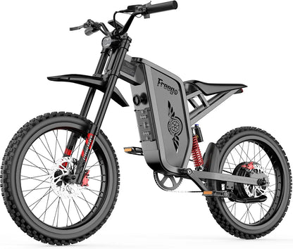 Freego X2 Electric Motorcycle for Adults 6000W Motor 50MPH Off Road Electric Bicycle 1800wh Battery 7 Speed Electric Dirt Bike