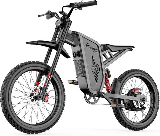 Freego X2 Electric Motorcycle for Adults 6000W Motor 50MPH Off Road Electric Bicycle 1800wh Battery 7 Speed Electric Dirt Bike