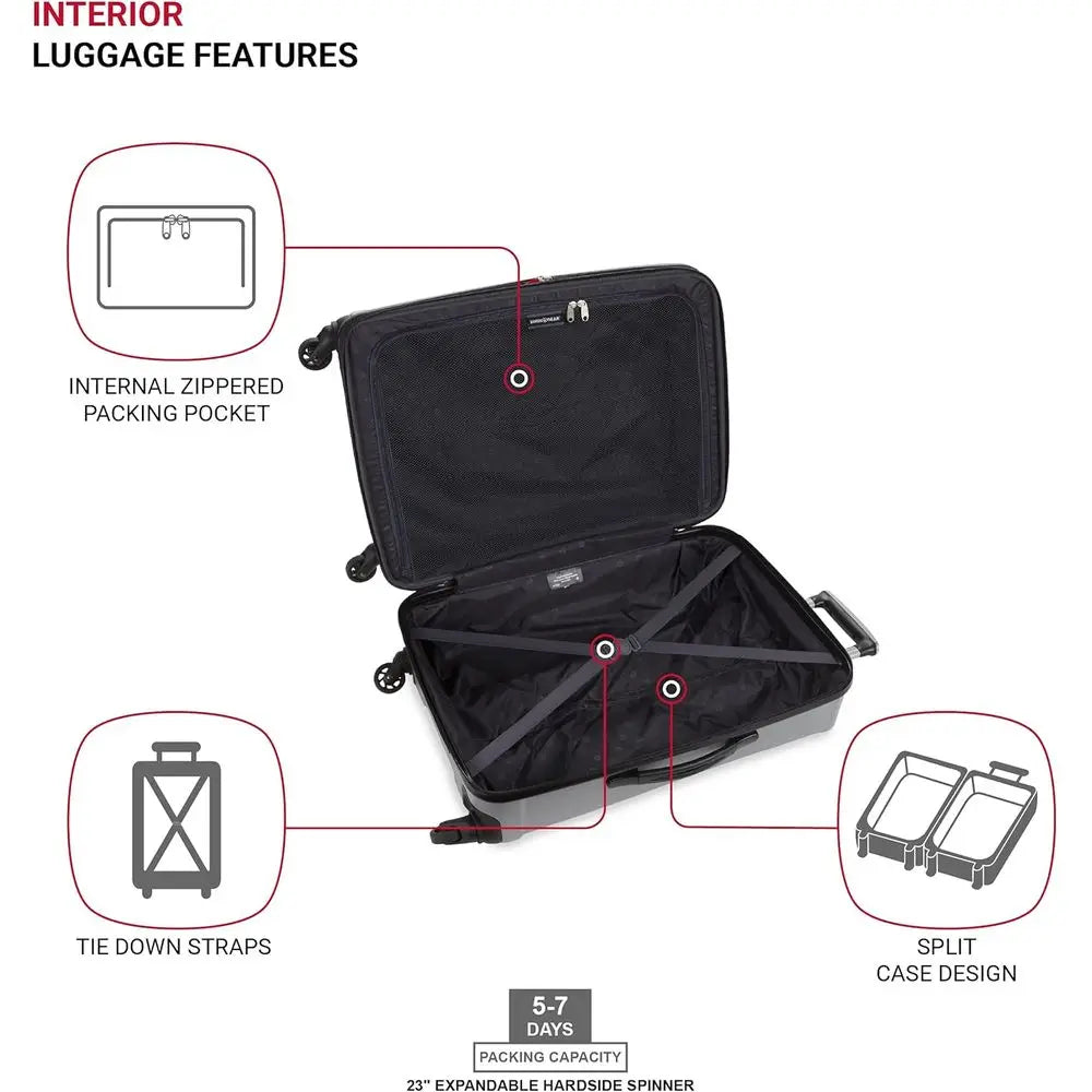 SwissGear 3750 Silver 23 Medium Hardside Spinner Luggage