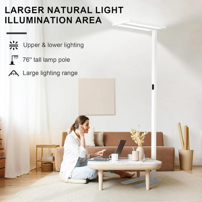 100W Modern LED Floor Lamp with Motion Sensor, 76-inch Full-Spectrum Light for Bright Office Illumination