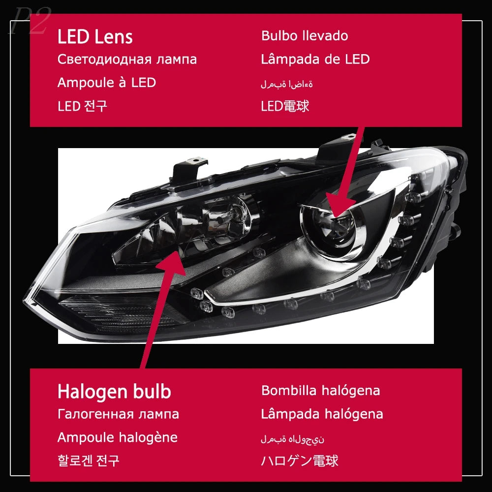 Headlight for VW Polo TSI 2011-2018 Car LED DRL Hella автомобильные товары Hid H7 Vento Polo GTI Car Accessories