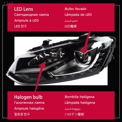 Headlight for VW Polo TSI 2011-2018 Car LED DRL Hella автомобильные товары Hid H7 Vento Polo GTI Car Accessories