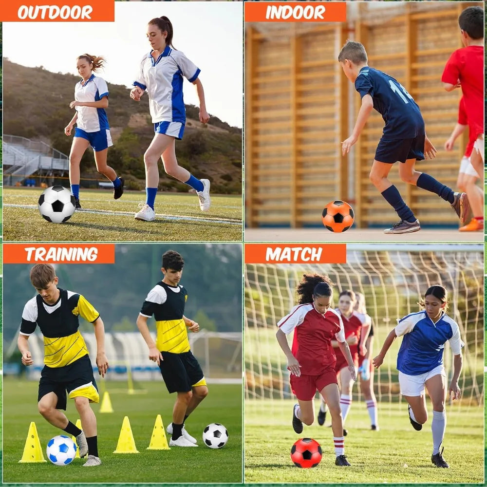 Bulk Pack of 12 Size 4 Soccer Balls with Pump, Soft Football for Outdoor Indoor Sports, Ideal for Training and Practice