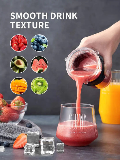 Personal Blender, 500W Electric Shake Bottle with 2x20oz Travel Cups, Portable Shaker for Protein, Smoothies & Coffee (Black)