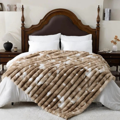 Throw Blanket for Couch - 108" x 90" Faux Rabbit Fur Throw Blanket Cozy Soft Warm Blankets for Bed Sofa Bedroom Living Room Fluf