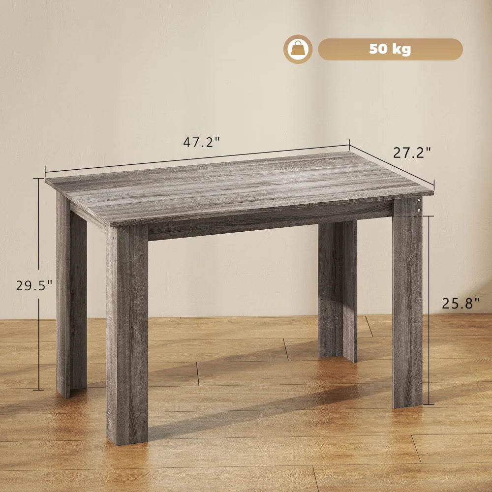Modern 6‑Person Dining Table, 47.2" W Small Kitchen Dinner Table with Water‑Resistant Melamine Wood‑Grain Surface, Triangular Leg Stable Frame for Small Dining Area