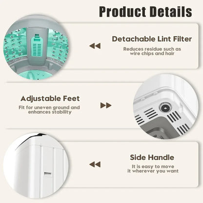 28 lbs Portable Washing Machine, Fully Automatic Portable Washer with LED Display, 10 Wash Cycles, 5 Water Levels