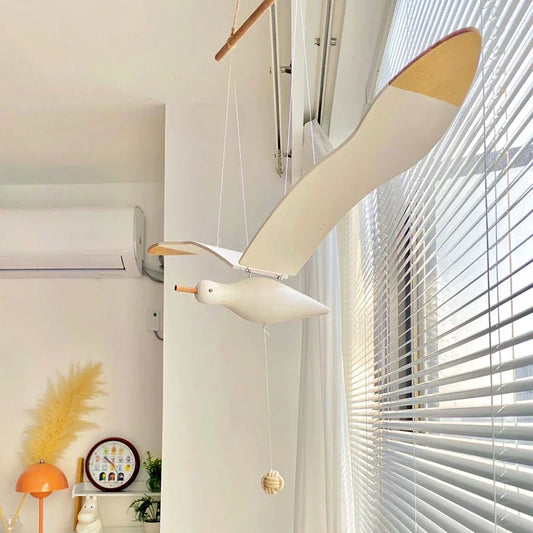Creative Wall-Mounted Flying Seagull Bird Wooden Bedroom Hotel Art Dreamcatcher Decoration Home DIY Tool