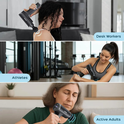 Professional Handheld Massage Gun - 20 Speeds, 7 Heads, Quiet & Portable for Muscle Relief