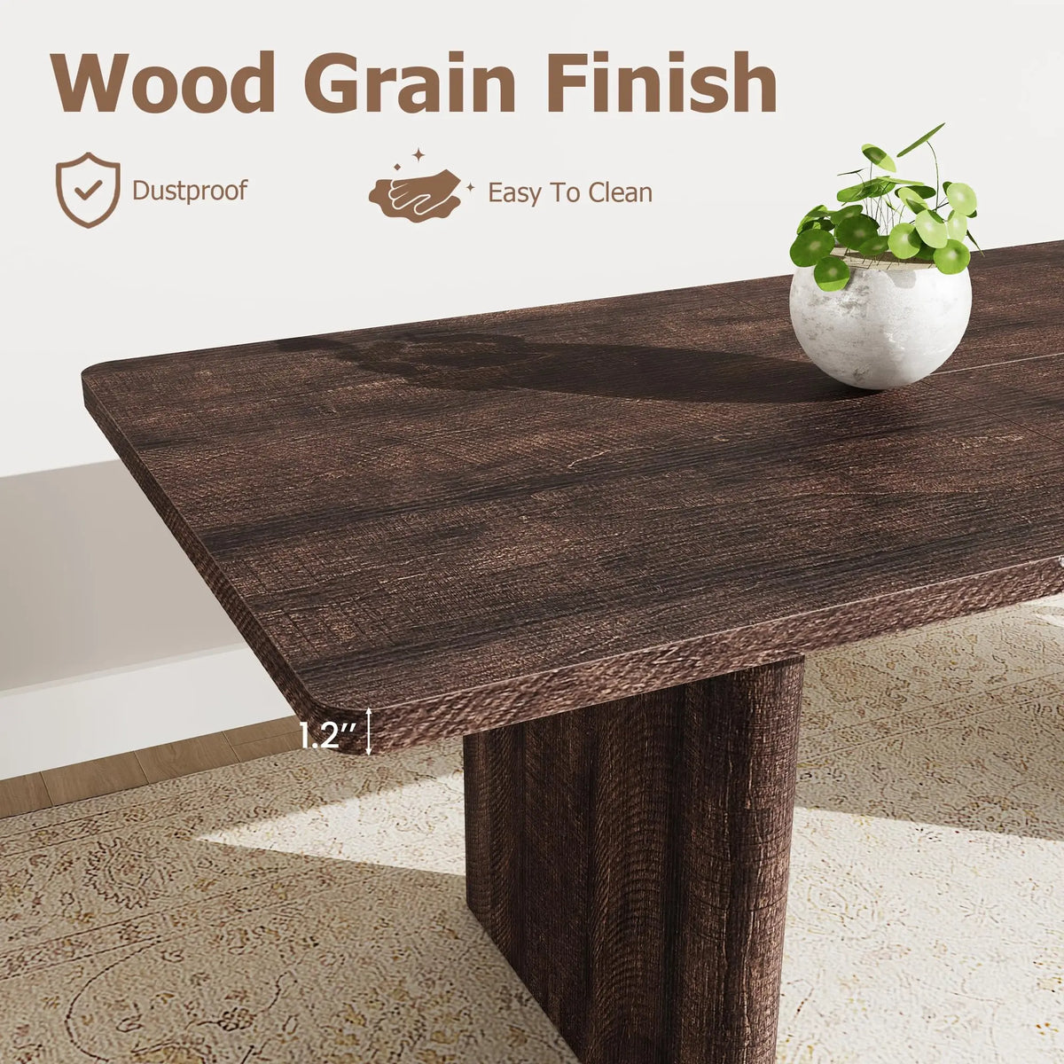 63-82.7 Inch Extendable Dining Table For 8-10, Farmhouse Rectangle Kitchen Table With Rounded Corners, Wood Base For Dining Room