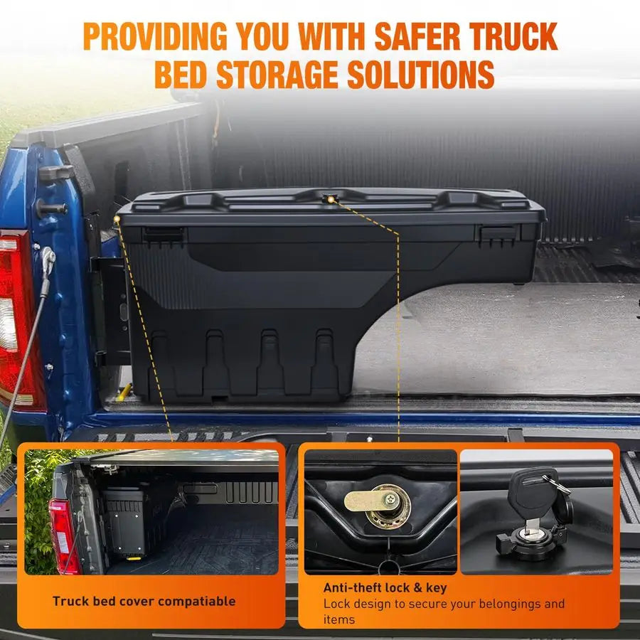 Truck Bed Tool Box Left Drivers Side Truck Tool Box Fit for Dodge Ram 1500 2500 3500 20022018 ABS Swing Case Truck Bed Storage B