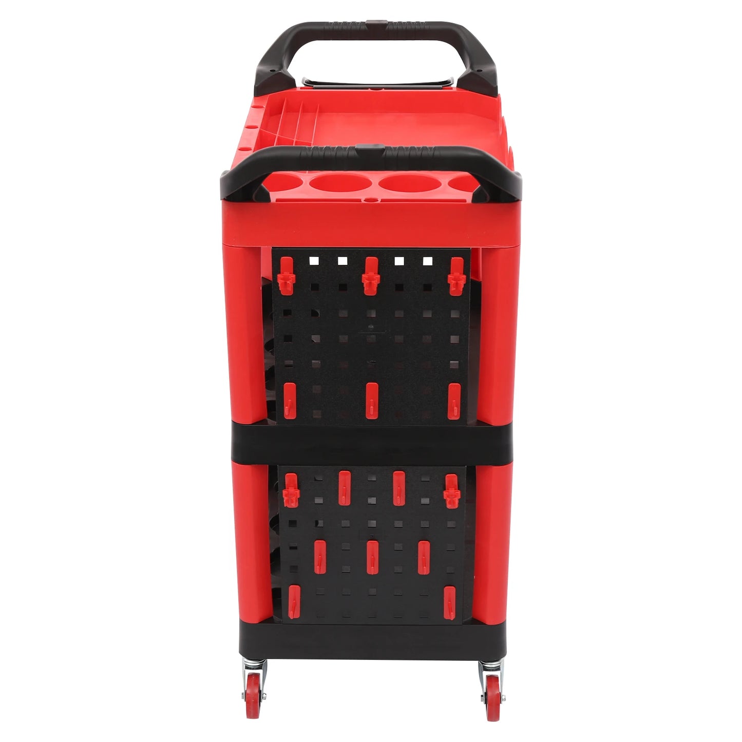 3 Tier Rolling Tool Cart, Folding Hand Truck, 300lb Capacity, Plastic Utility Cart, with Hooks, Mobile Transport Organizer