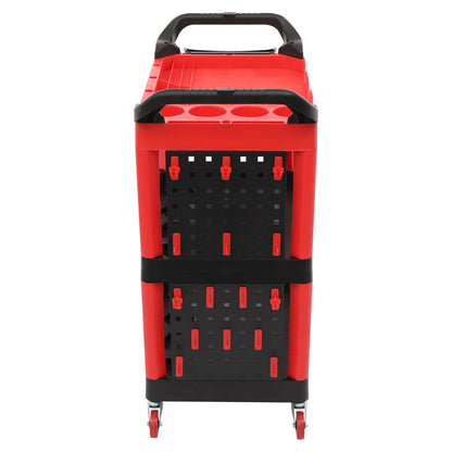 3 Tier Rolling Tool Cart, Folding Hand Truck, 300lb Capacity, Plastic Utility Cart, with Hooks, Mobile Transport Organizer