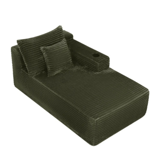 Convertible Boneless Couch with Spring Padding, Striped Corduroy Floor Sofa Bed, Oversized Lounge Chair with Pillows, No Assembly Lazy Sofa for Living Room Dorm Apartment