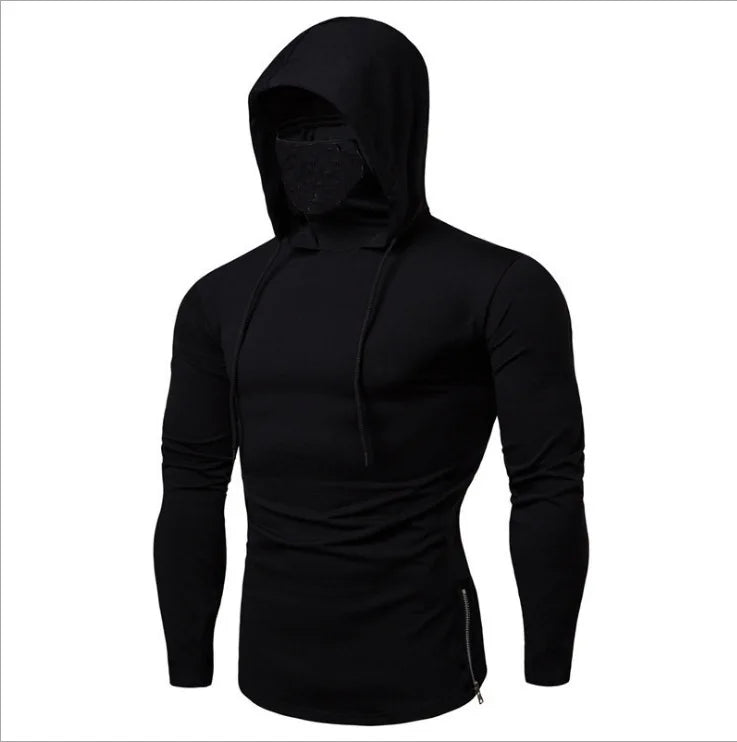 New Embroidery Turtleneck Sweatshirt For Men Japanese Ninja Hoodies Autumn Hip Hop Fleece Pocket Streetwear Oversized Y2K Hoody